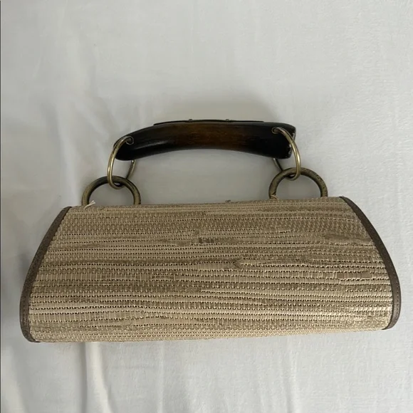 Jalda Sophisticated Tan and Brown Clutch with Woven Texture - Picture 2 of 11